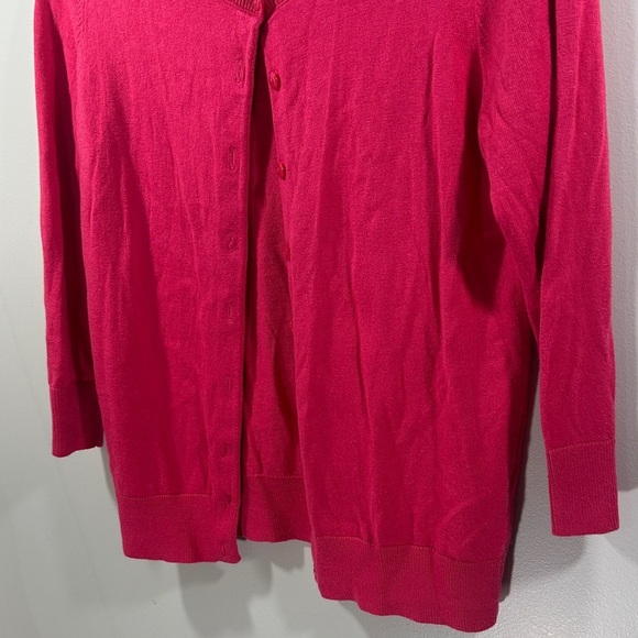 Talbots Vibrant Pink Women's Cardigan Sweater Small Petite Quarter Length sleeve - Picture 2 of 5
